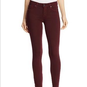 Paige Verdugo Ankle Skinny Jeans in Burgundy, Size: 28